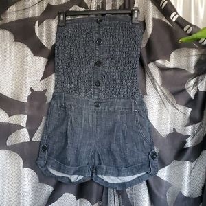 Strapless Denim Romper